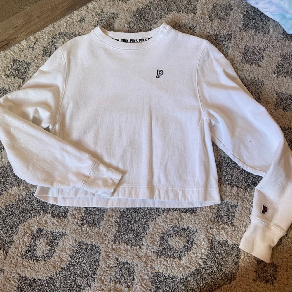 white PINK crew neck